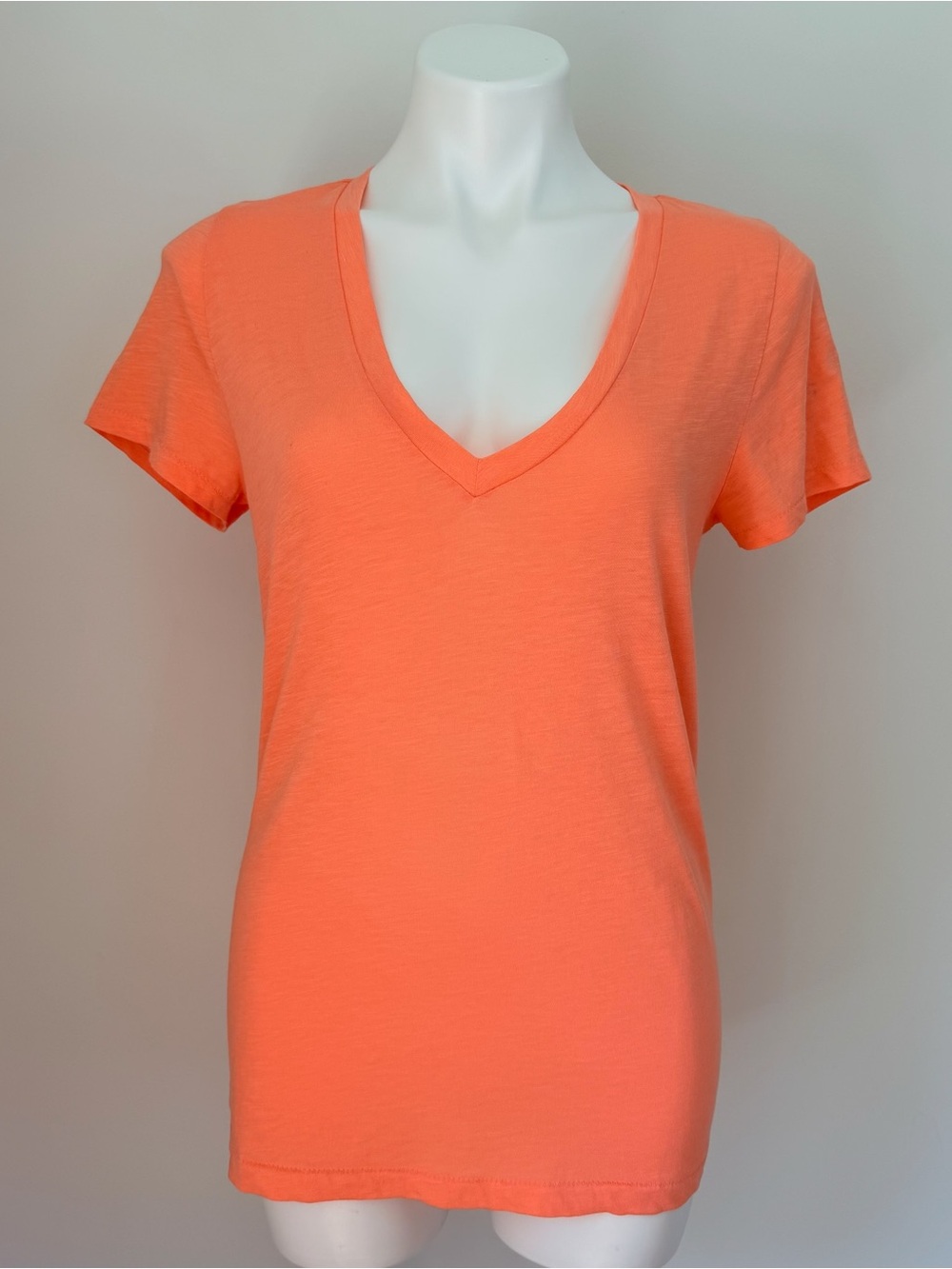 J.Crew Factory Orange Slub Cotton Short Sleeve V-Neck Tee Shirt